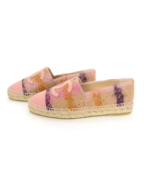 chanel pink tweed espadrilles.